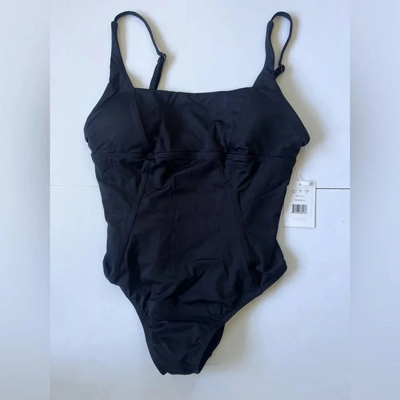 NWT Andie Black One Piece Swimsuit, Adjustable Straps, Scoop Neck, Woman Size S - Picture 1 of 7